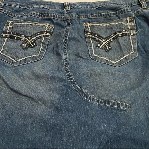 Cato Blue Denim Maxi Skirt upcycle panel handmade 18 - Picture 4 of 8